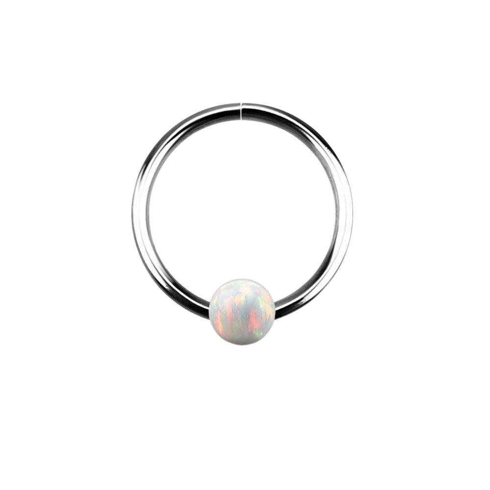 Seamless White Synthetic Opal Captive Bead Ring
- Sterling Silver