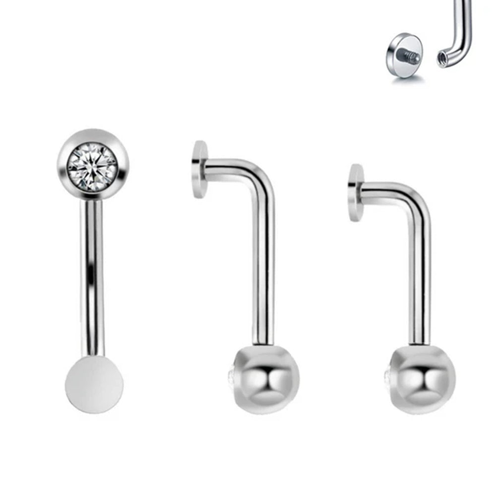 Internally Threaded CZ Crystal VCH Piercing Barbell - 316L Stainless Steel