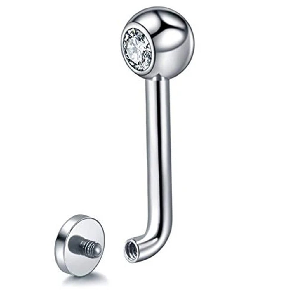 Internally Threaded CZ Crystal VCH Piercing Barbell - 316L Stainless Steel