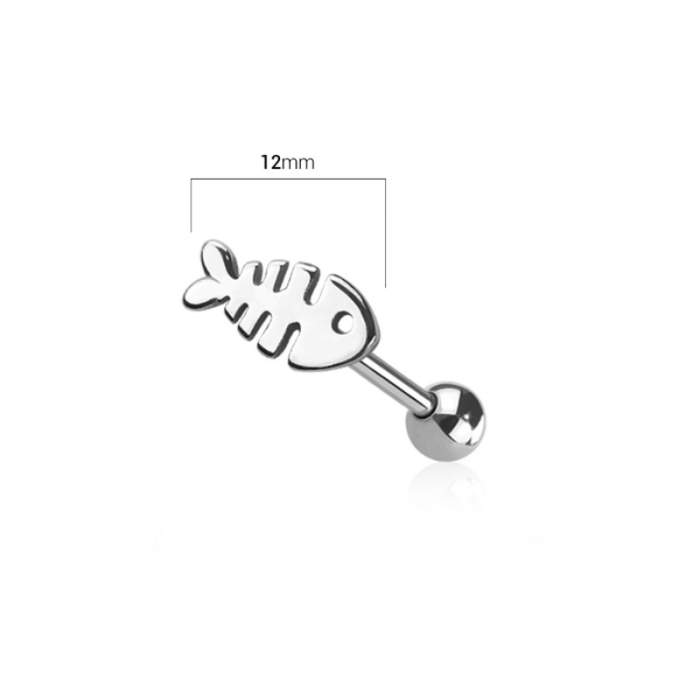 Fishbone Tongue Barbell - 316L Stainless Steel