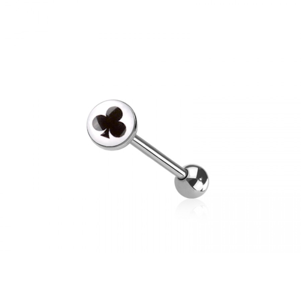Card Suit Tongue Barbell - 316L Stainless Steel