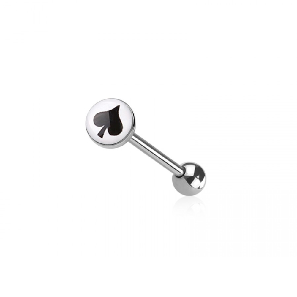 Card Suit Tongue Barbell - 316L Stainless Steel