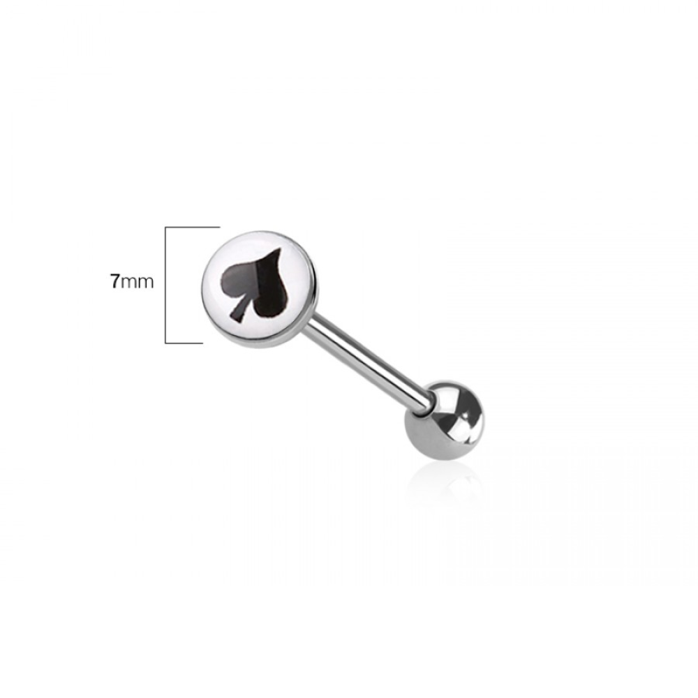 Card Suit Tongue Barbell - 316L Stainless Steel
