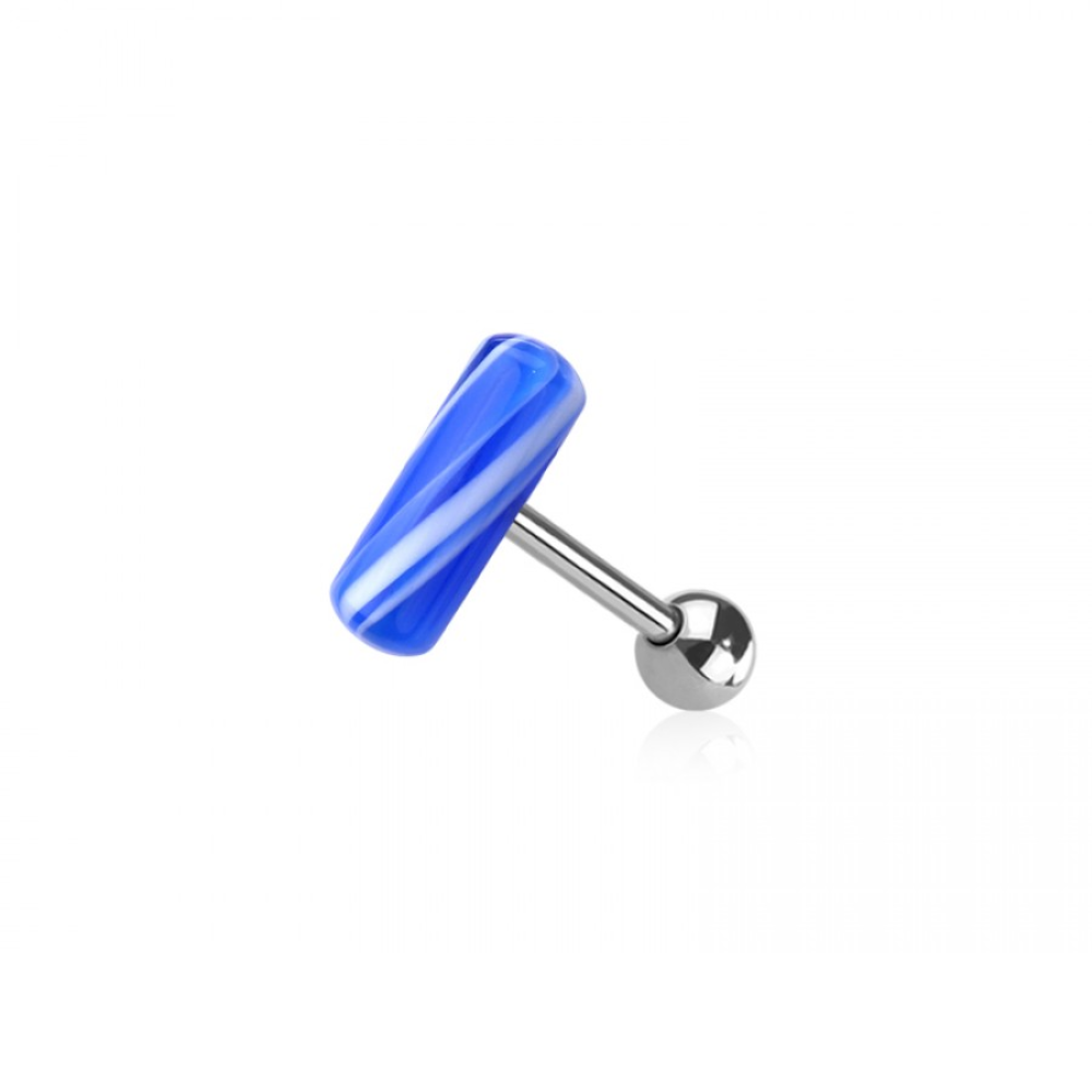 Acrylic Pill Shaped Tongue Barbell - 316L Stainless Steel