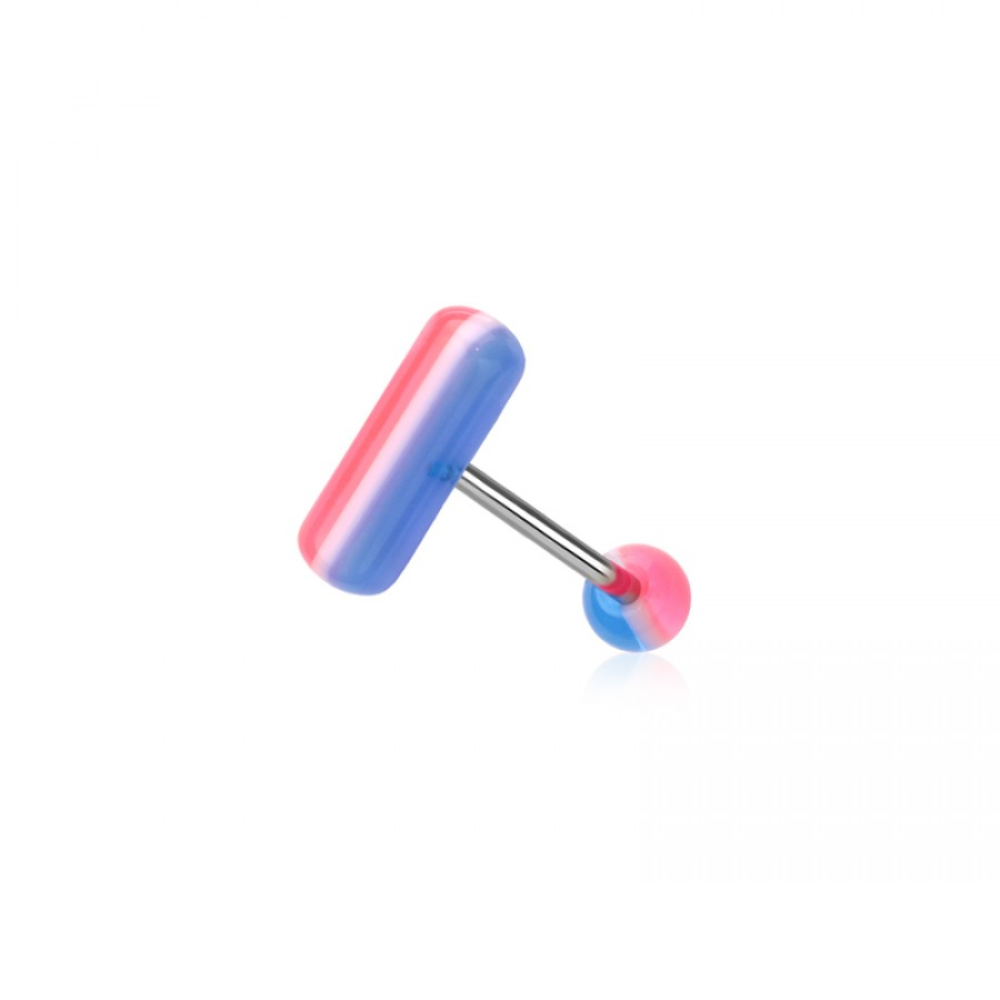 Acrylic Pill Shaped Tongue Barbell - 316L Stainless Steel