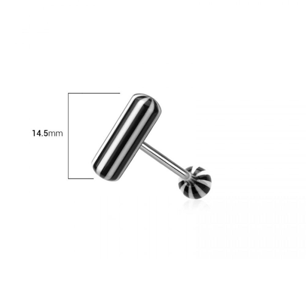 Acrylic Pill Shaped Tongue Barbell - 316L Stainless Steel