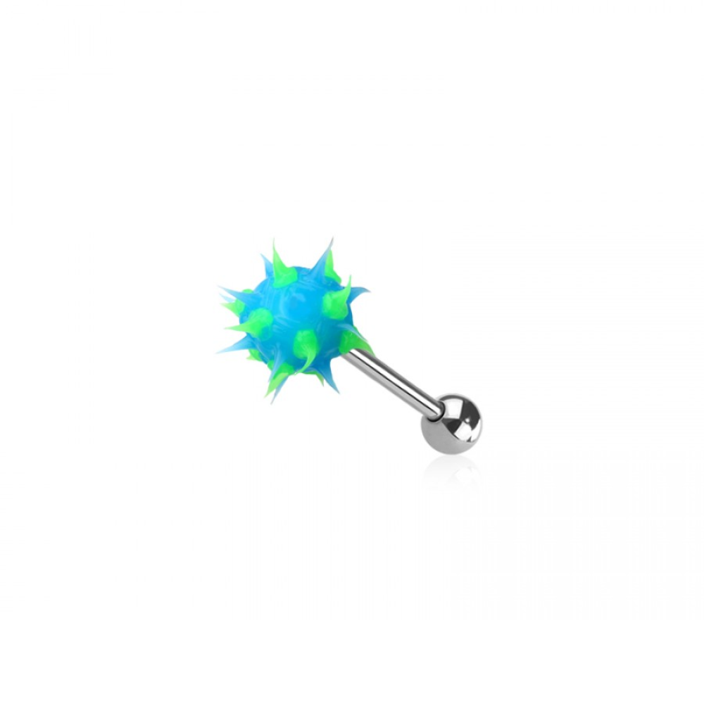 Soft Silicone Spike Ball Tongue Barbell - 316L Stainless Steel