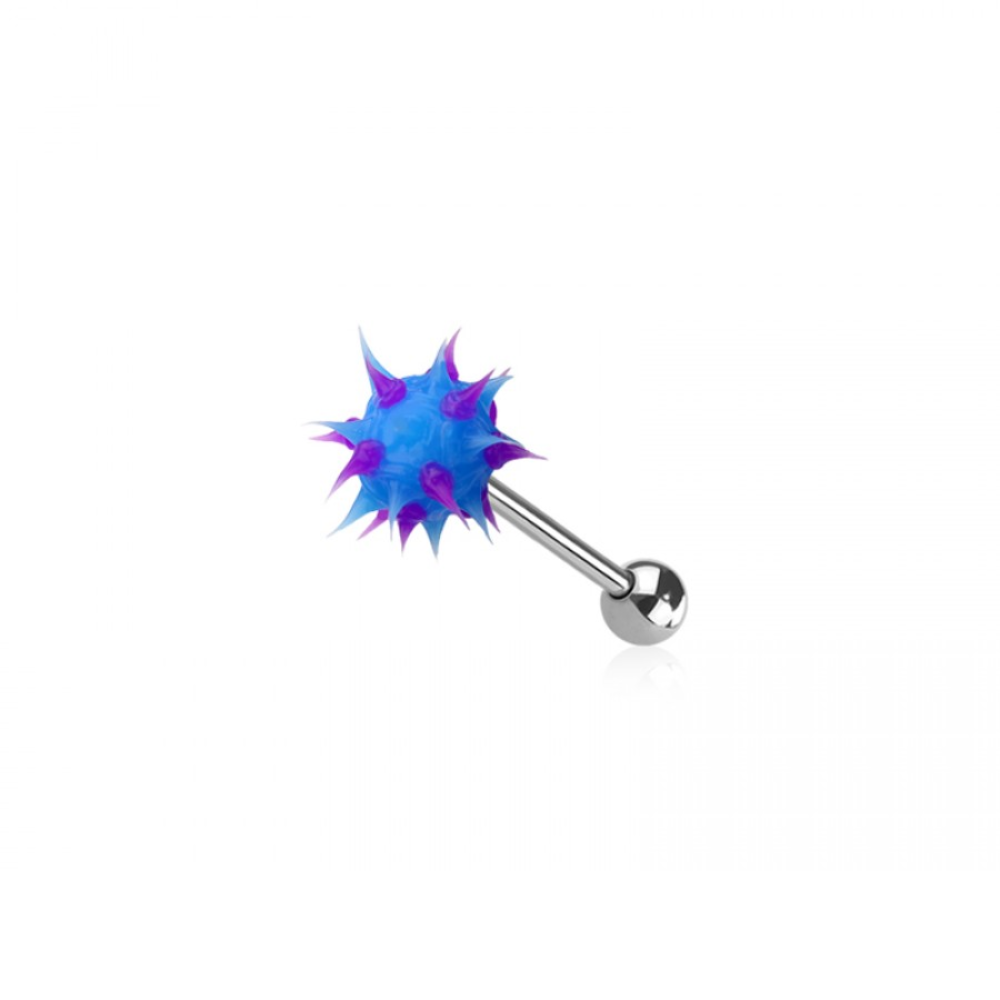 Soft Silicone Spike Ball Tongue Barbell - 316L Stainless Steel