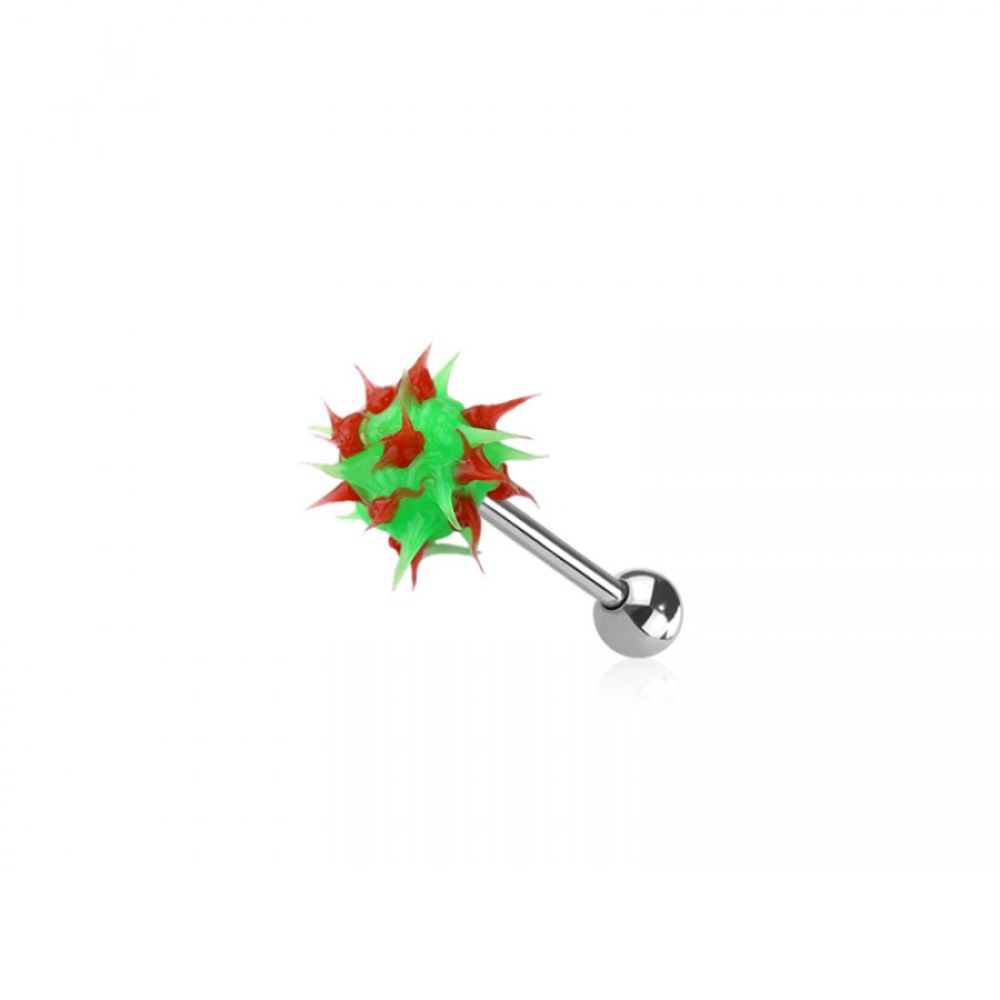 Soft Silicone Spike Ball Tongue Barbell - 316L Stainless Steel