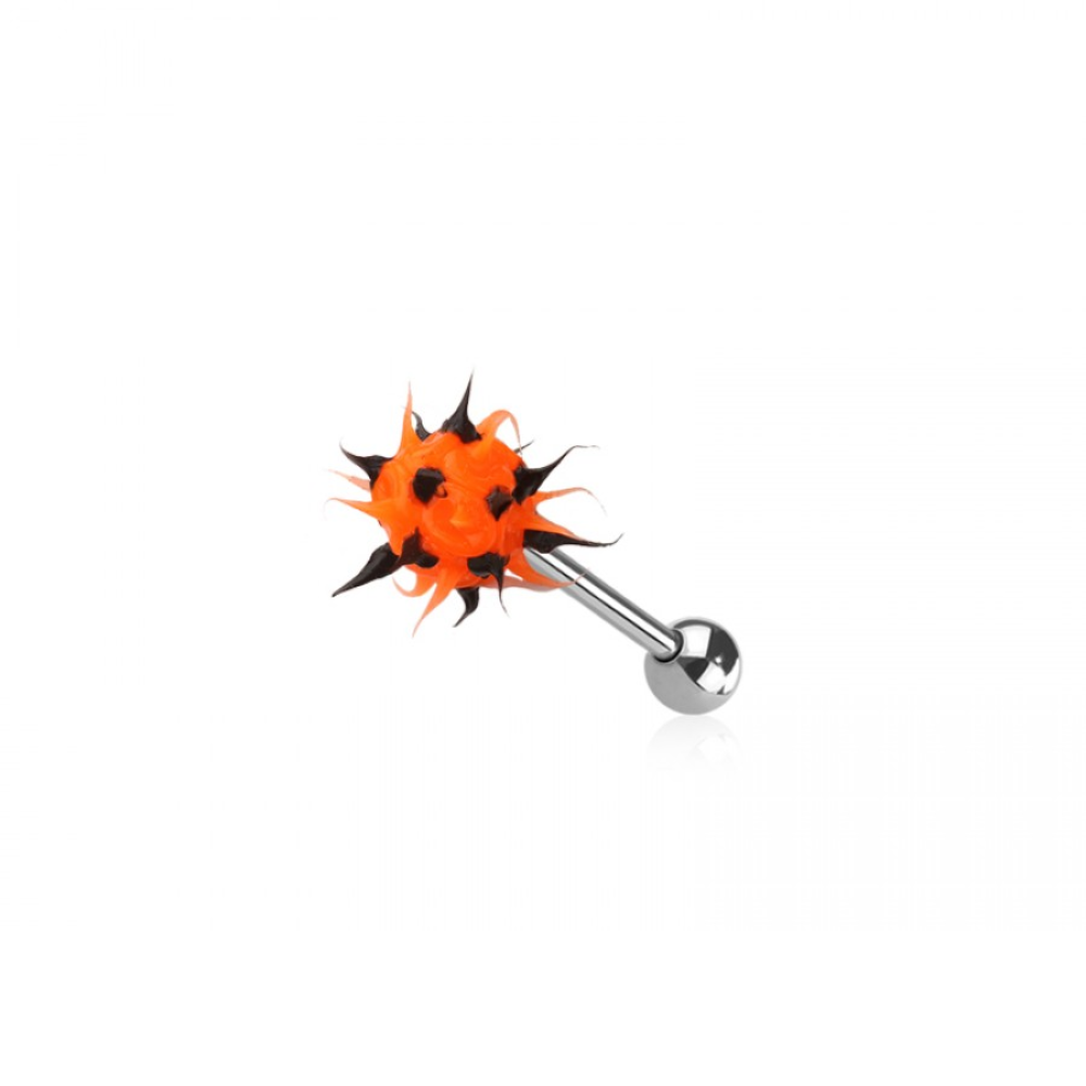 Soft Silicone Spike Ball Tongue Barbell - 316L Stainless Steel