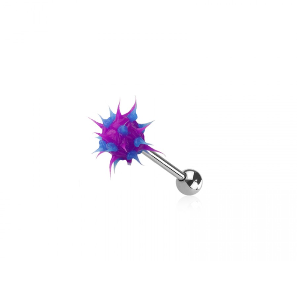 Soft Silicone Spike Ball Tongue Barbell - 316L Stainless Steel
