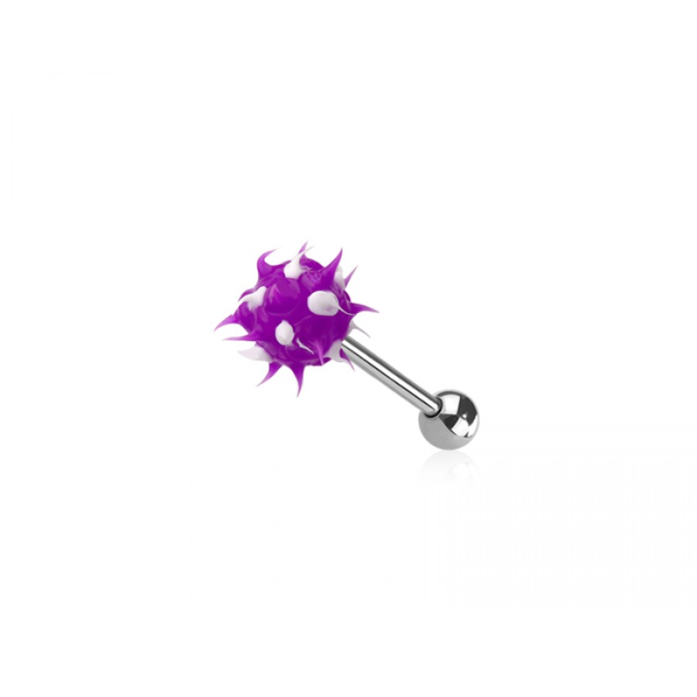 Soft Silicone Spike Ball Tongue Barbell - 316L Stainless Steel
