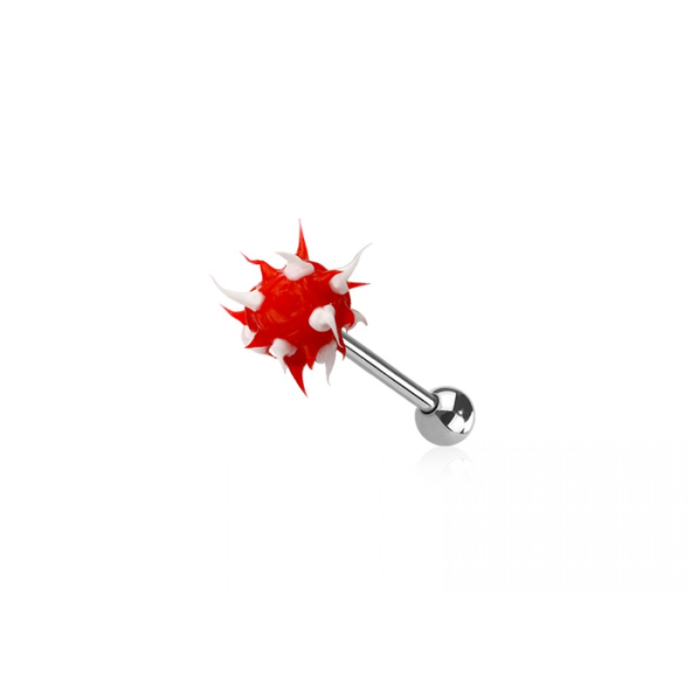 Soft Silicone Spike Ball Tongue Barbell - 316L Stainless Steel