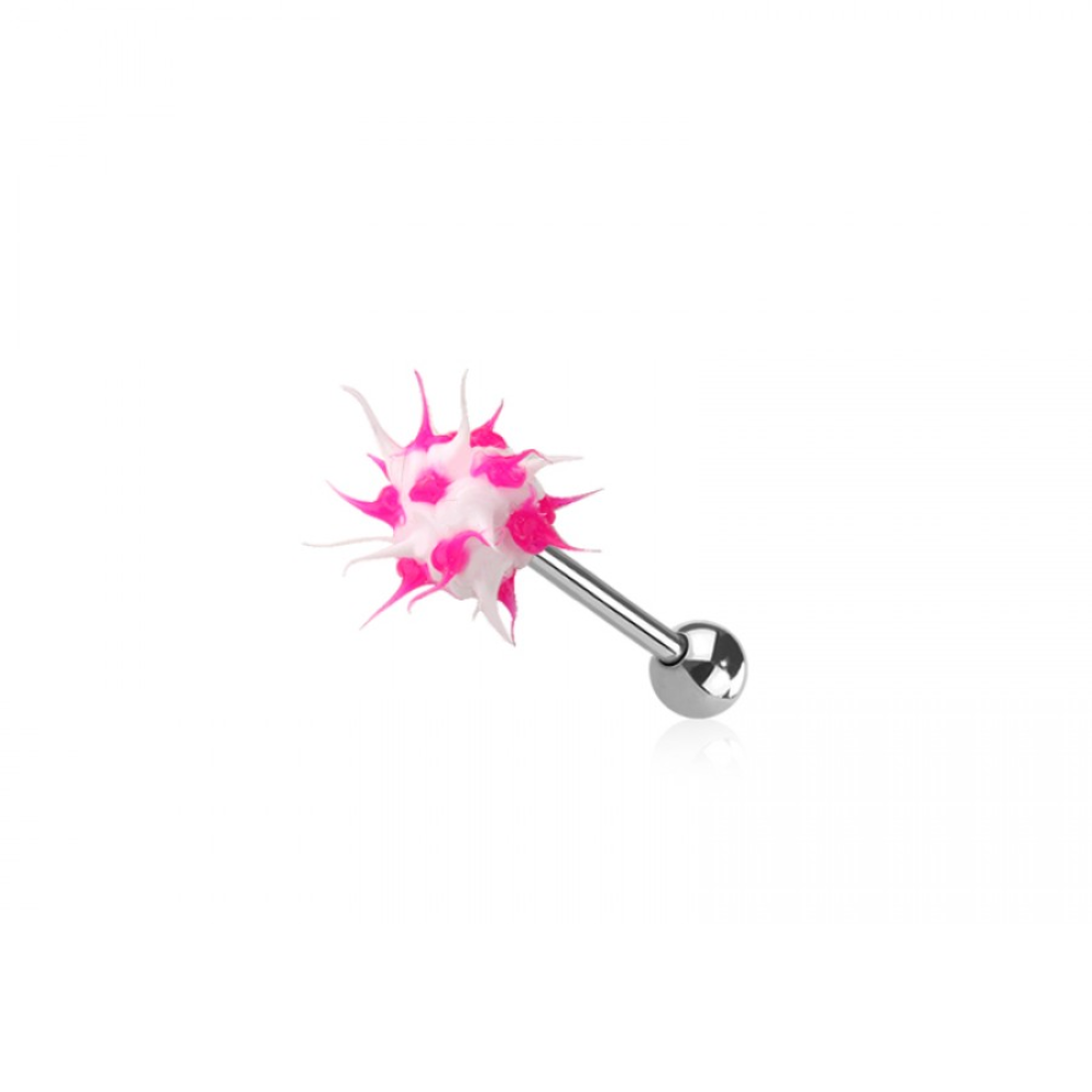 Soft Silicone Spike Ball Tongue Barbell - 316L Stainless Steel