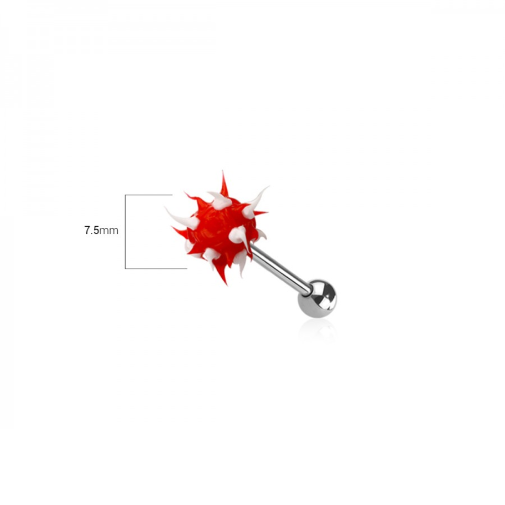 Soft Silicone Spike Ball Tongue Barbell - 316L Stainless Steel
