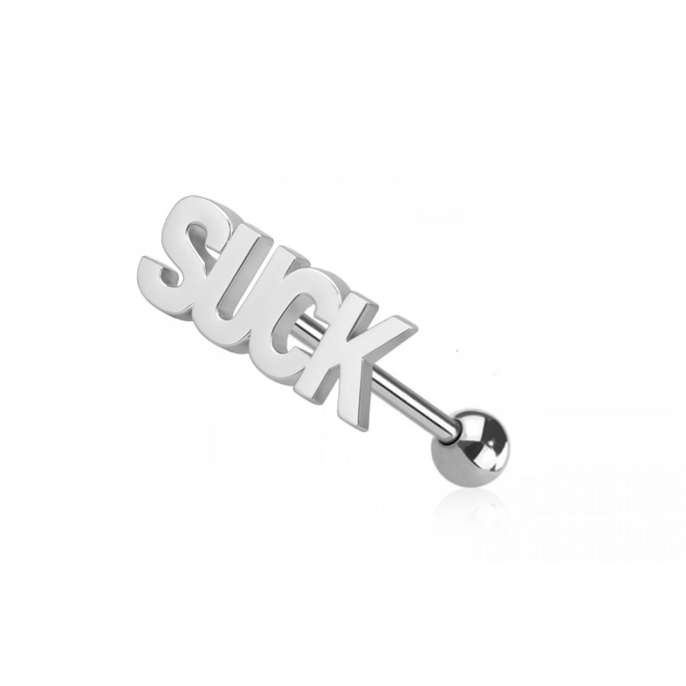 Naughty Words Tongue Barbell - 316L Stainless Steel