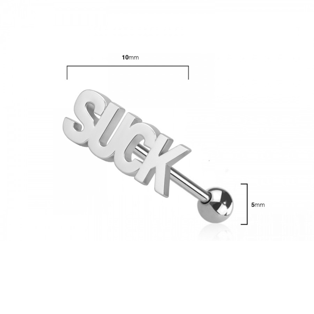 Naughty Words Tongue Barbell - 316L Stainless Steel