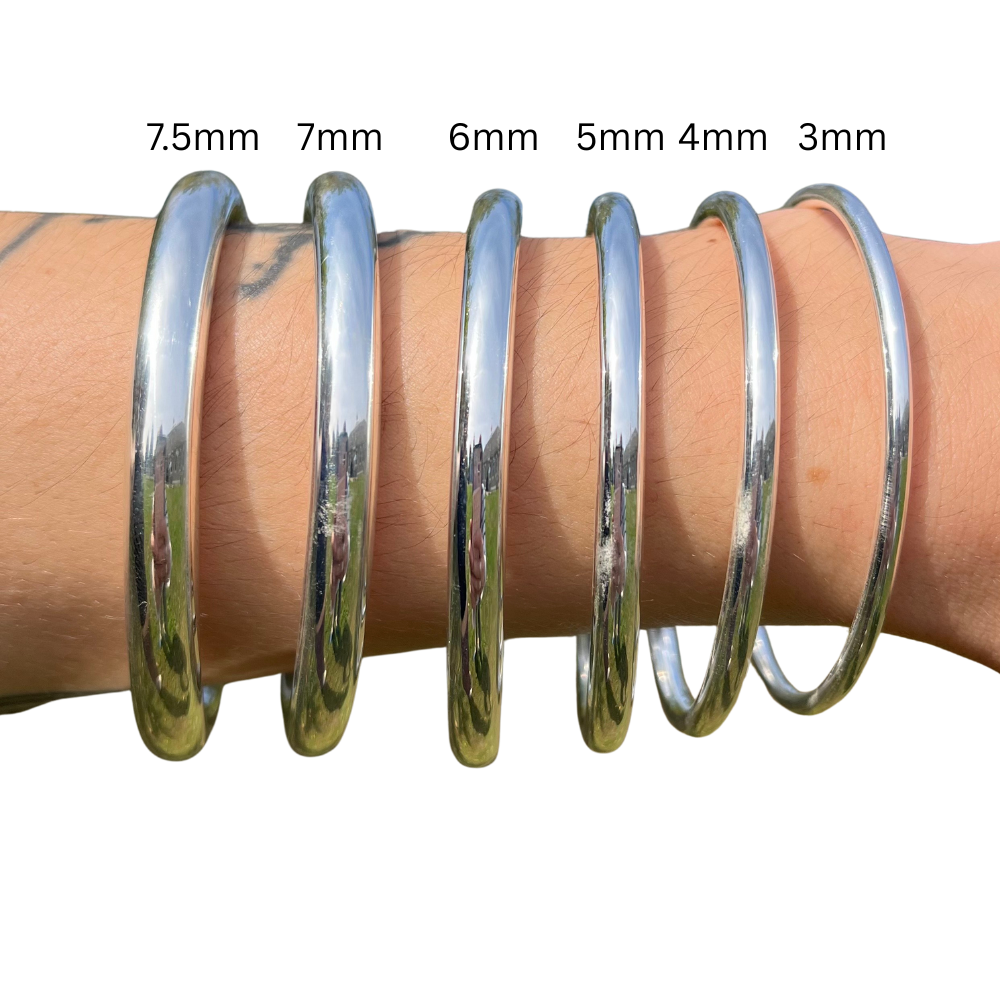 65mm Diameter Polished Bangle Bracelet - 925 Sterling Silver