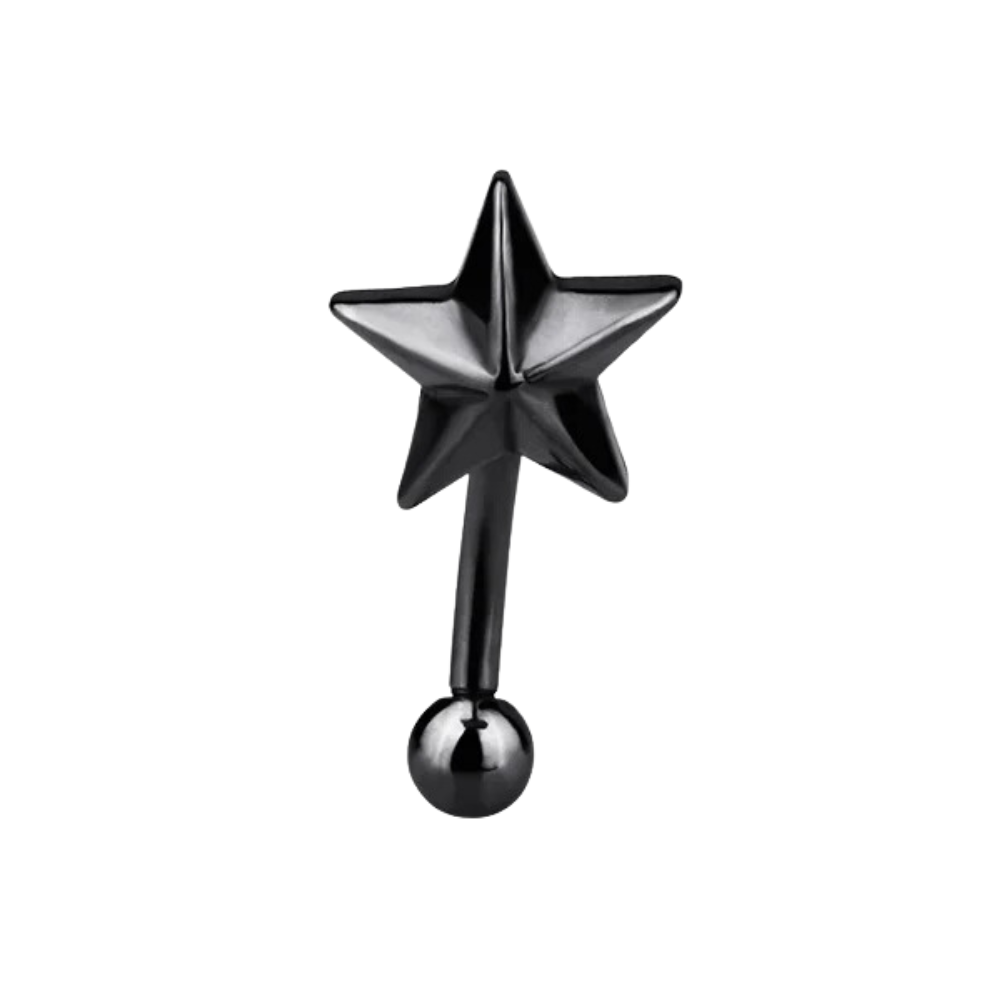 Nautical Star Curved Eyebrow Barbell - 316L Stainless Steel