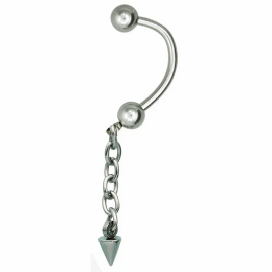 Dangling Spike Belly Button Ring - 316L Stainless Steel