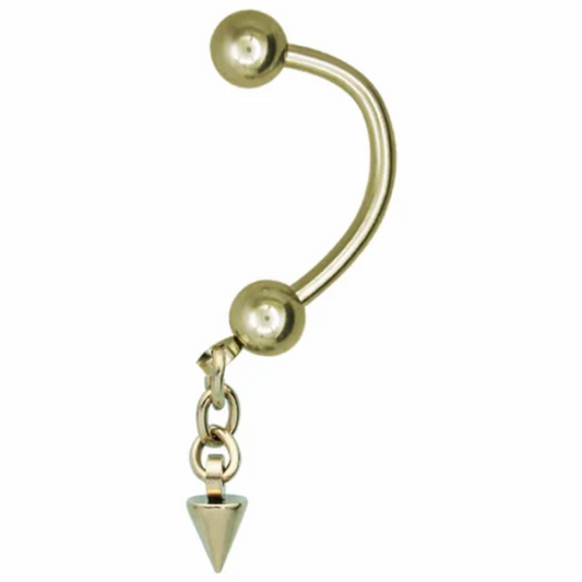 Dangling Spike Belly Button Ring - Gold PVD 316L Stainless Steel