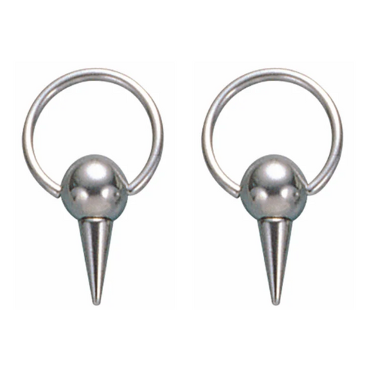 Ball with Spike Captive Bead Nipple Rings - Pair - Stainless Steel