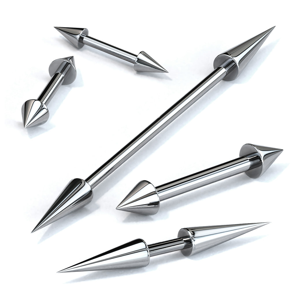 Spiked Straight Barbells
- 316L Stainless Steel - Pair