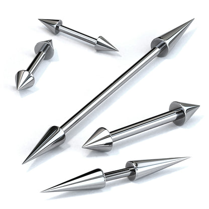 Spiked Straight Barbells
 - 316L Stainless Steel - Pair