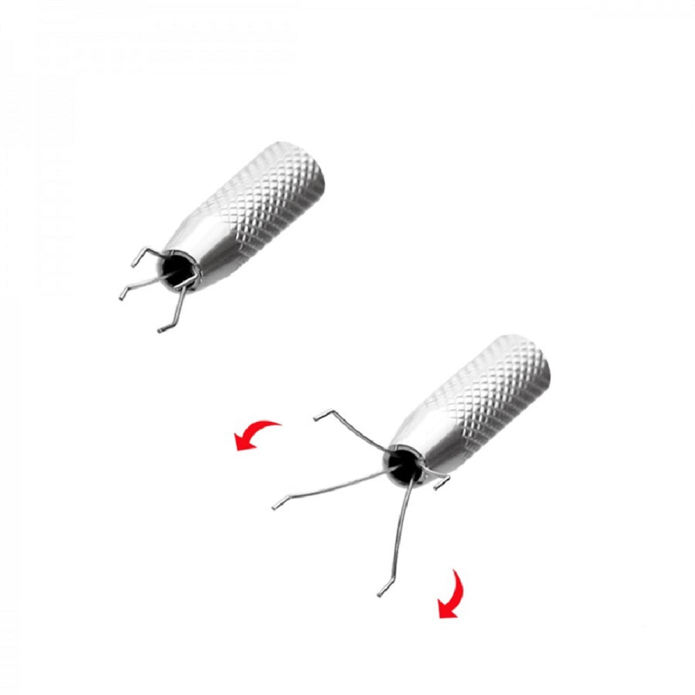 Push-In Syringe Style Quad Prong Bead and Ball Holder Piercing Tool - Stainless Steel