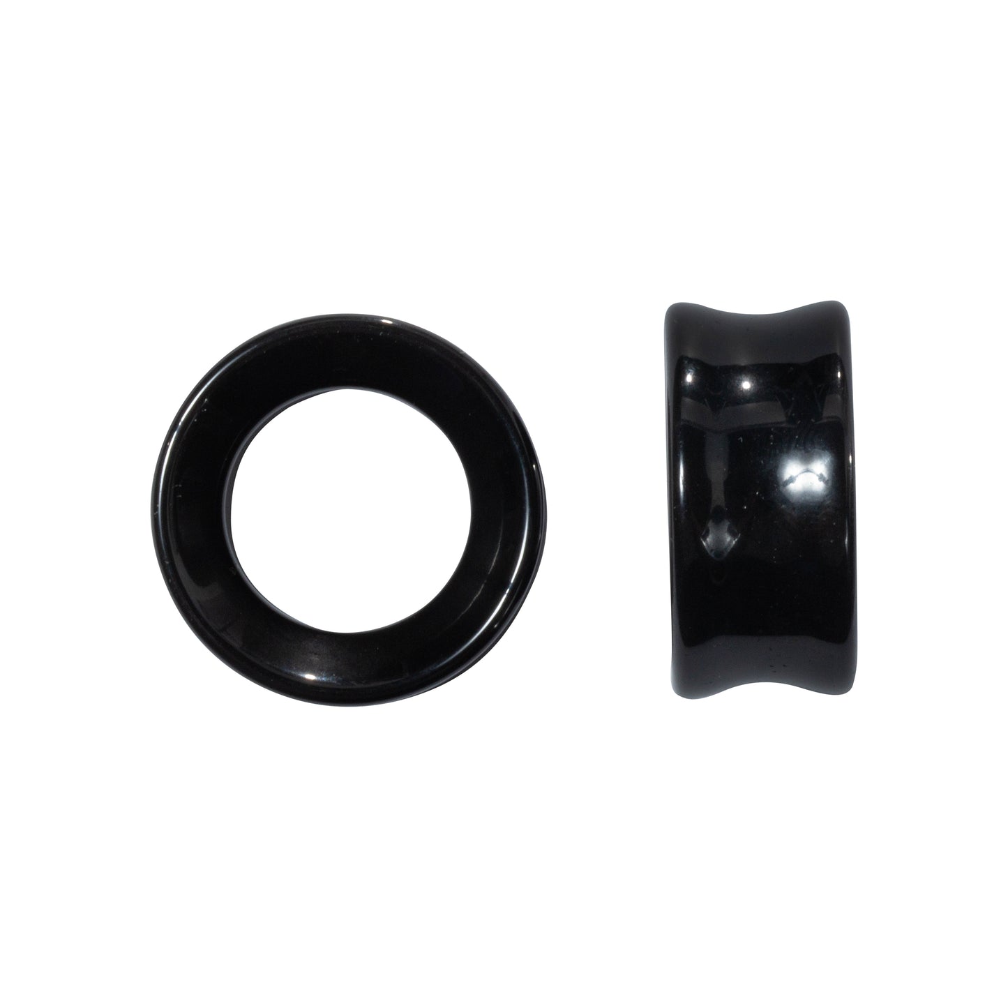 Natural Black Obsidian Stone Double Flared Tunnels - Pair