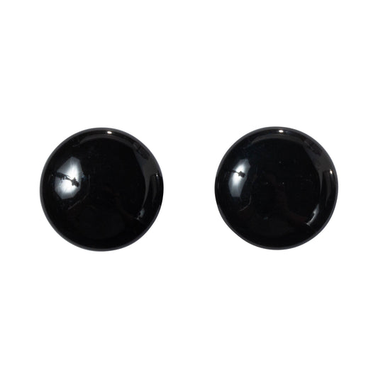 Natural Black Obsidian Single Flare Plugs with Clear O-Rings - Pair