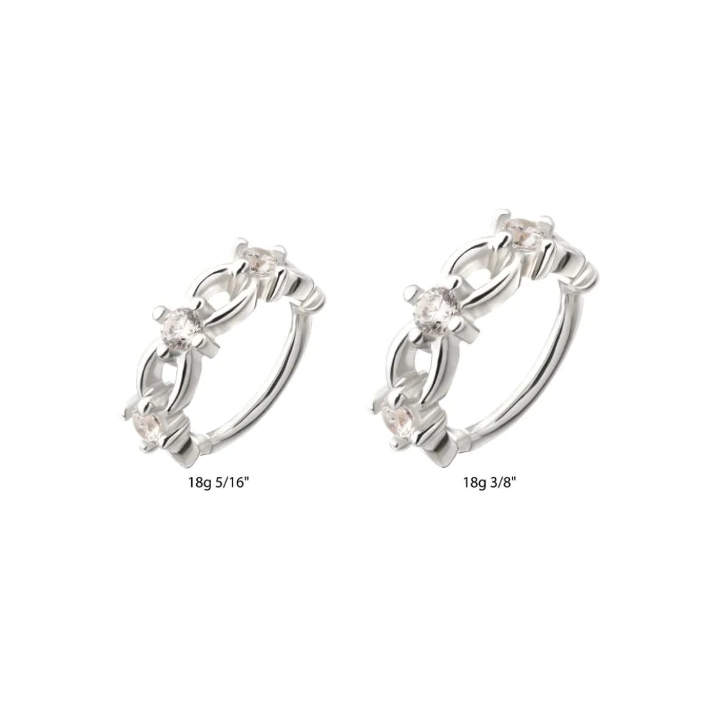 Braided CZ Side Facing Hinged Segment Clicker - 14kt White Gold