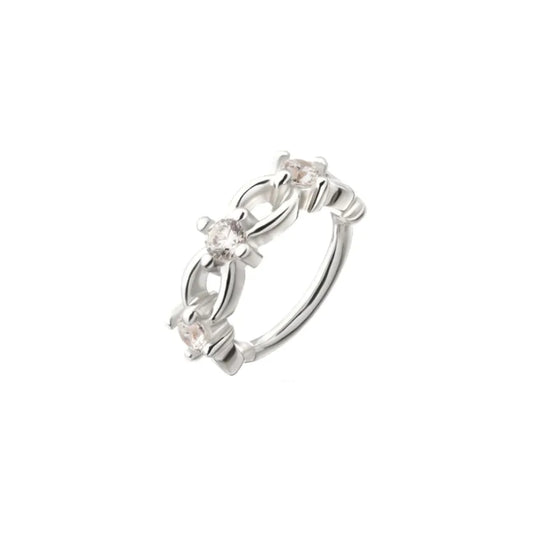 Braided CZ Side Facing Hinged Segment Clicker - 14kt White Gold