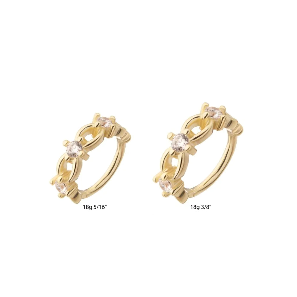 Braided CZ Side Facing Hinged Segment Clicker - 14kt Gold