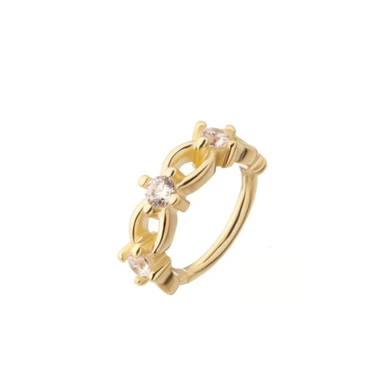 Braided CZ Side Facing Hinged Segment Clicker - 14kt Gold