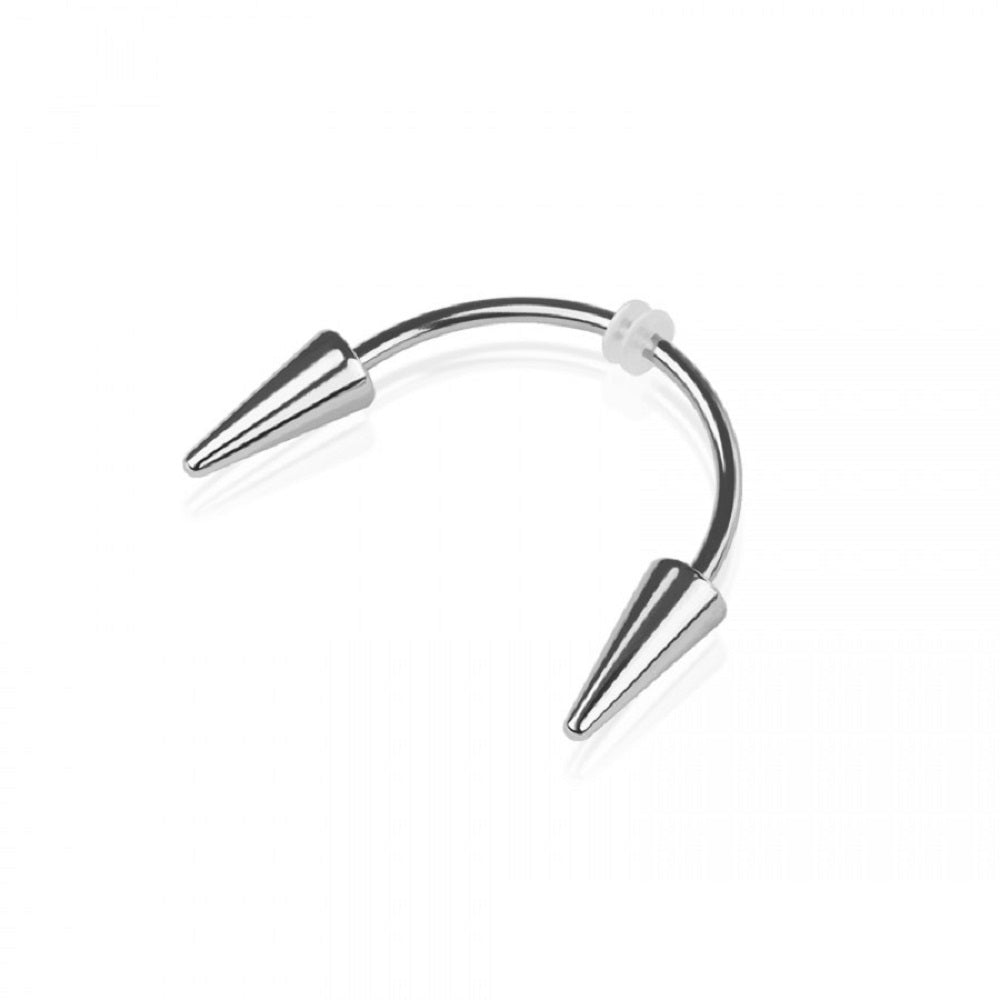 Spike Ends Smiley Piercing Curved Barbell - 316L Stainless Steel
