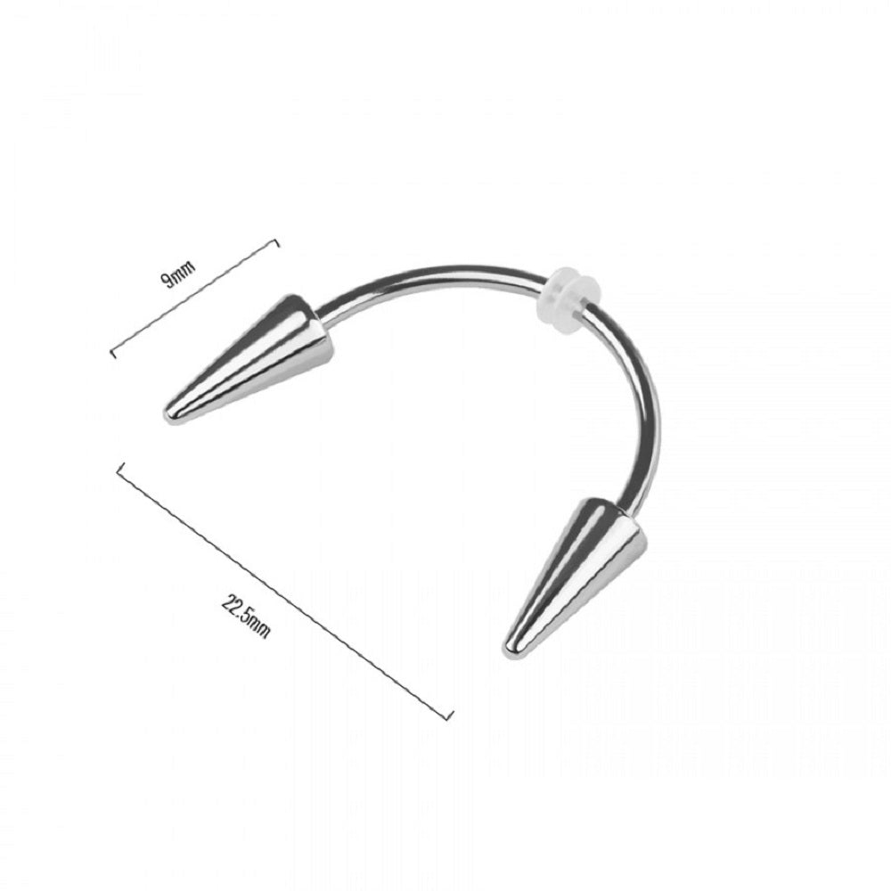 Spike Ends Smiley Piercing Curved Barbell - 316L Stainless Steel