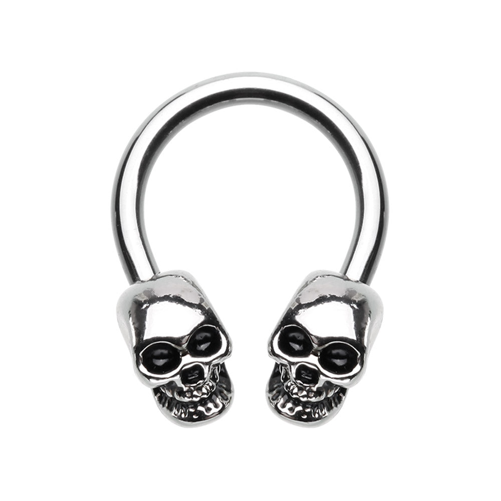 Skull Ends Horseshoe Circular Barbell - Stainless Steel