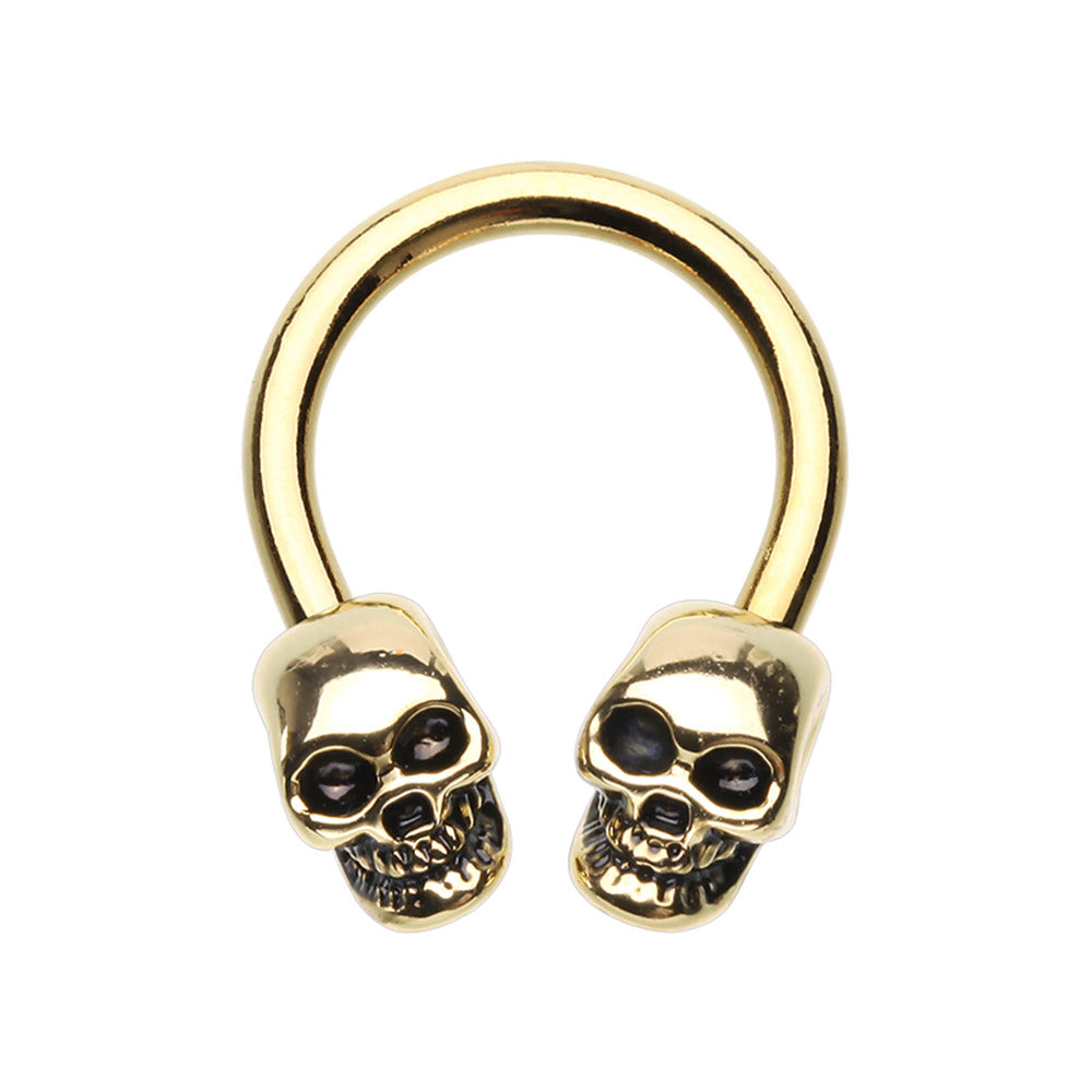 Skull Ends Horseshoe Circular Barbell - Stainless Steel