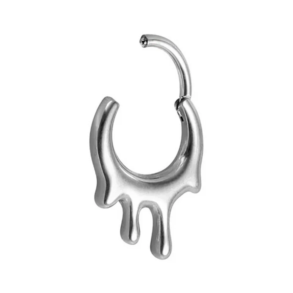 Melting Waterdrops Hinged Segment Clicker Ring - 316L Stainless Steel