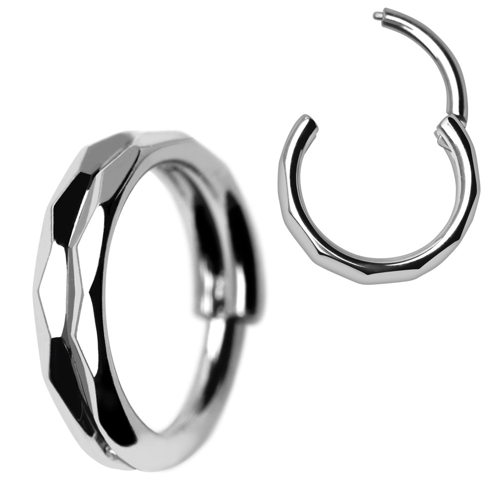 Faceted Double Layer Hinged Segment Clicker Ring - 316L Stainless Steel