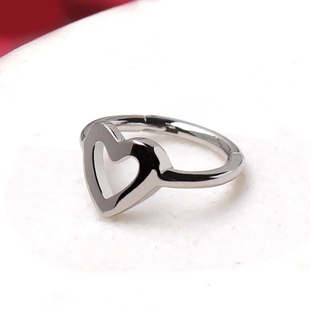 Heart Outline Hinged Segment Clicker Ring - 316L Stainless Steel