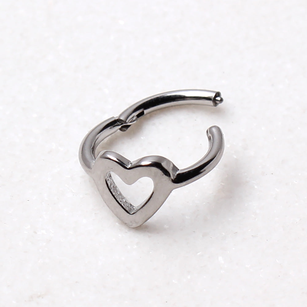 Heart Outline Hinged Segment Clicker Ring - 316L Stainless Steel