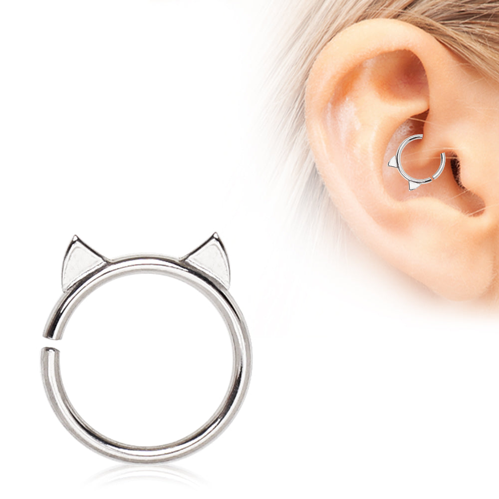 Cat Ears Annealed Bendable Cartilage Helix Daith Earring - 316L Surgical Steel