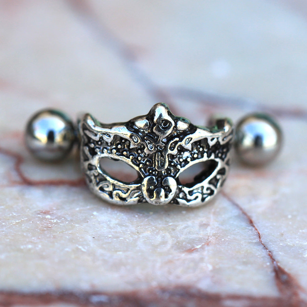 Mardi Gras Masquerade Venetian Mask Cartilage Helix Cuff Earring - Stainless Steel