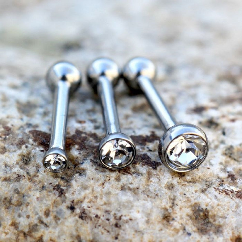 Sparkling CZ Internally Threaded Triple Helix Cartilage Helix Daith Earring - 316L Stainless Steel