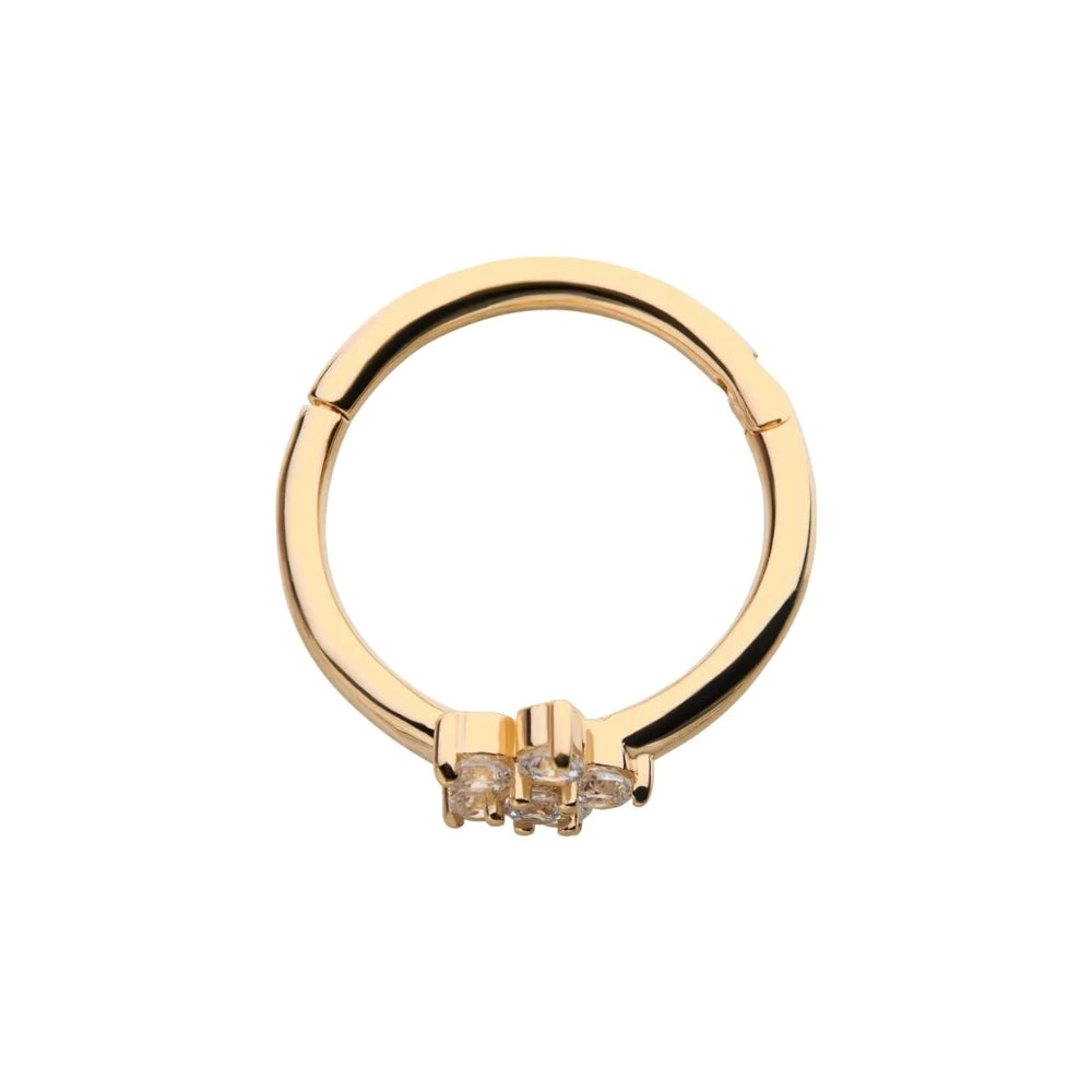 CZ Flower Side Facing Hinged Segment - 14kt Gold
