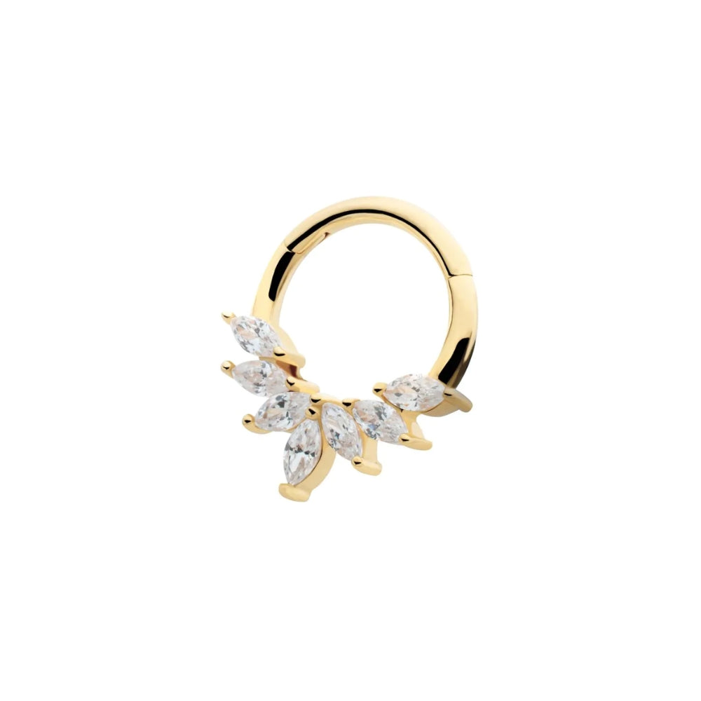 CZ Wreath Cluster Hinged Segment Clicker - 14kt Gold
