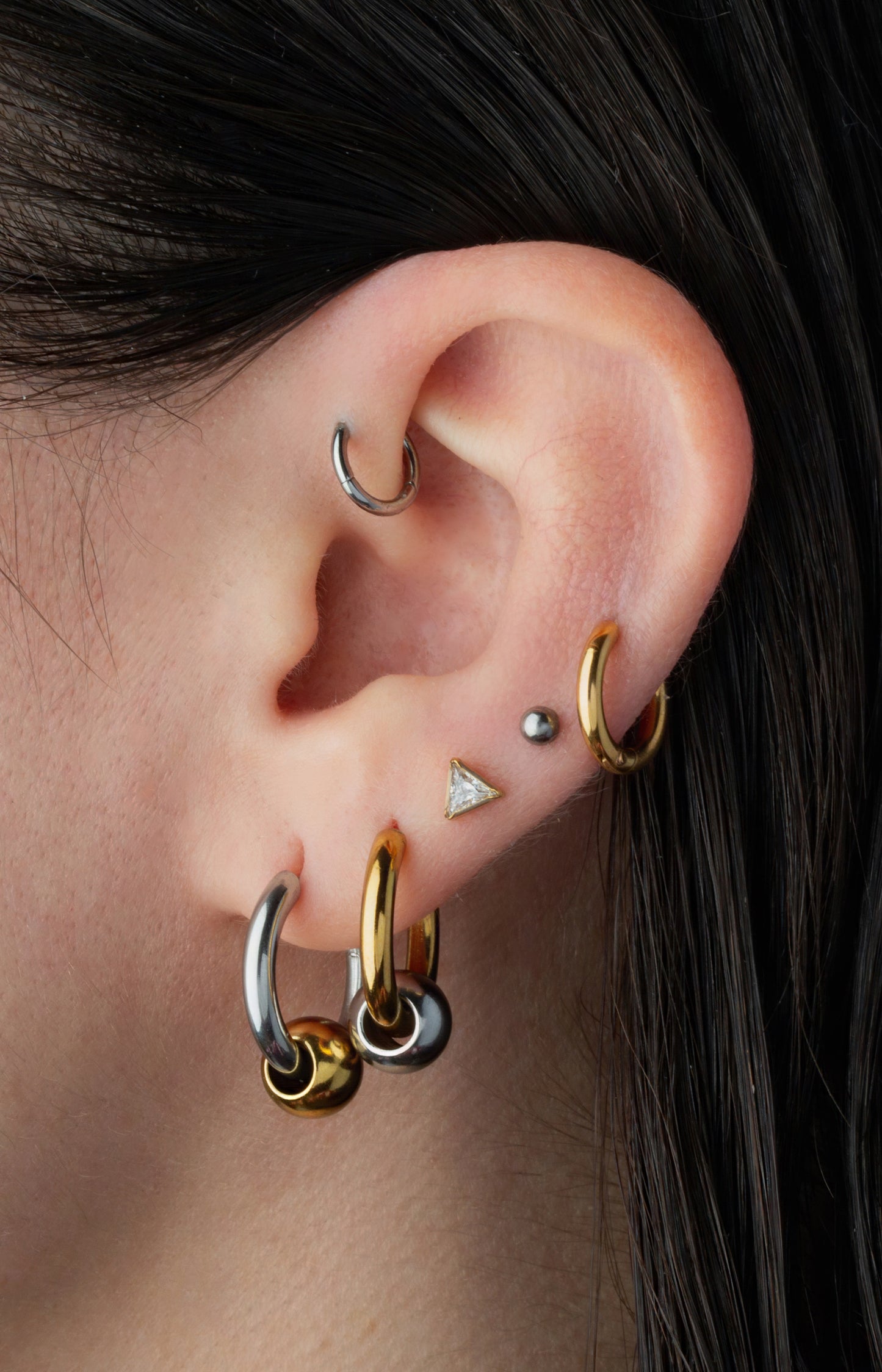 2mm Thick Hinged Round Hoop Earrings - 316L Stainless Steel - Pair