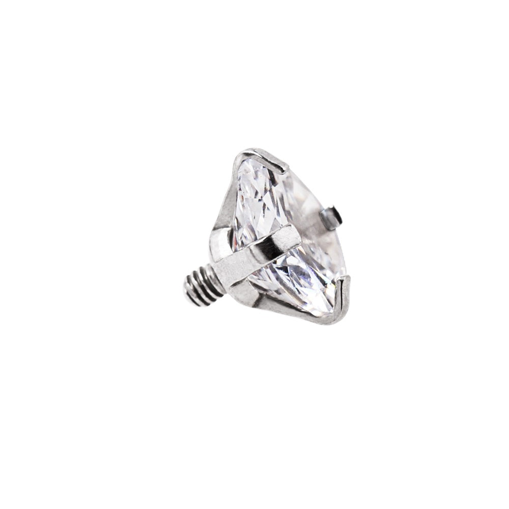 Clear 5mm CZ Crystal Gem Internally Threaded Dermal Top - 316L Stainless Steel